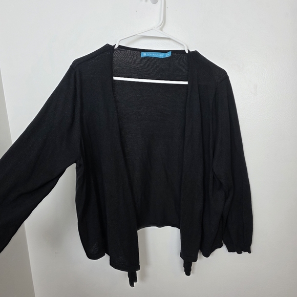 Tori Richard Classic Black 3/4 Sleeve Quiet Luxury Minimalist Cardigan Size L - Picture 2 of 7